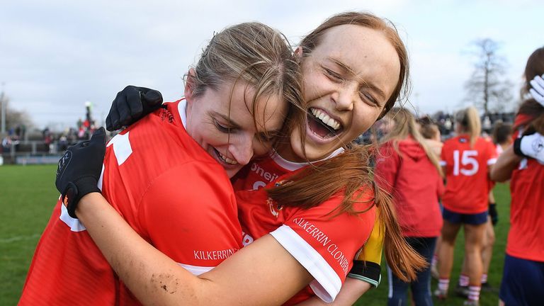 Kilkerrin-Clonberne players Siobhán Divilly and Annette Clarke celebrate at full-time