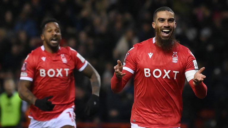 Lewis Grabban celebrates his winner against Arsenal in the FA Cup Third Round
