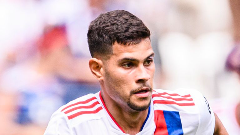 August 22, 2021, Lyon, France: Lyon, France - August 22: Bruno Guimaraes of Olympique Lyon in action during the Ligue 1 Uber Eats match between Lyon and Clermont at Groupama Stadium on August 22, 2021 in Lyon, France. (Credit Image: © Marcio Machado/ZUMA Press Wire) (Cal Sport Media via AP Images)