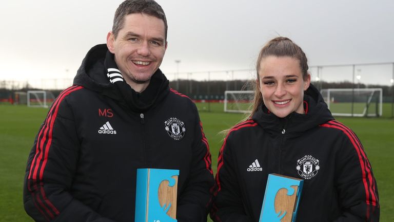 Marc Skinner, WSL Manager of the Month for December, and Ella Toone, WSL Player of the Month for December - MIDDAY EMBARGO 12/01