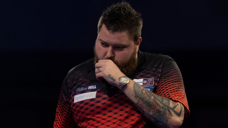 Michael Smith during the World Darts Championship final 2022 (pic: Lawrence Lustig, PDC)
