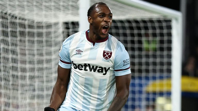 West Ham's Michail Antonio celebrates after scoring against Crystal Palace