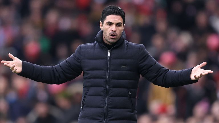 Mikel Arteta shows his frustration during the 0-0 draw with Burnley