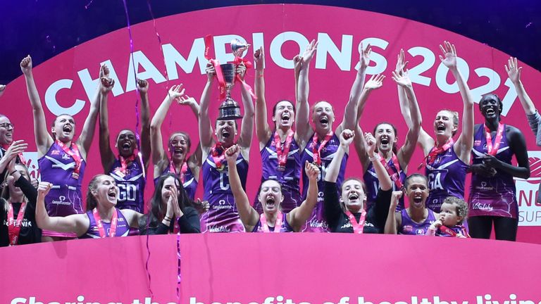 Loughborough Lightning won the Vitality Netball Superleague title in 2021 for the first time (Image credit: Morgan Harlow)