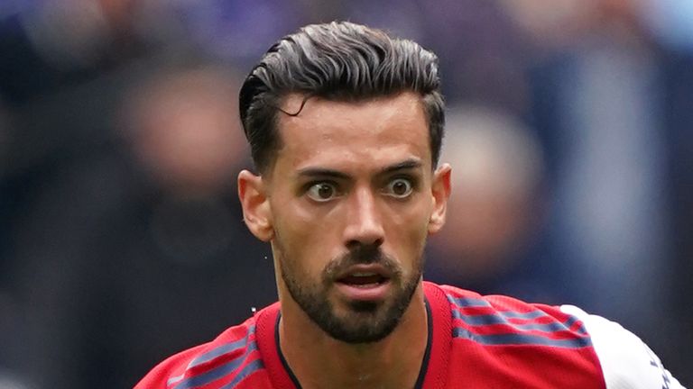 Pablo Mari, do Arsenal, durante partida do The Mind Series no Tottenham Hotspur Stadium, em Londres.  Data da foto: domingo, 8 de agosto de 2021.