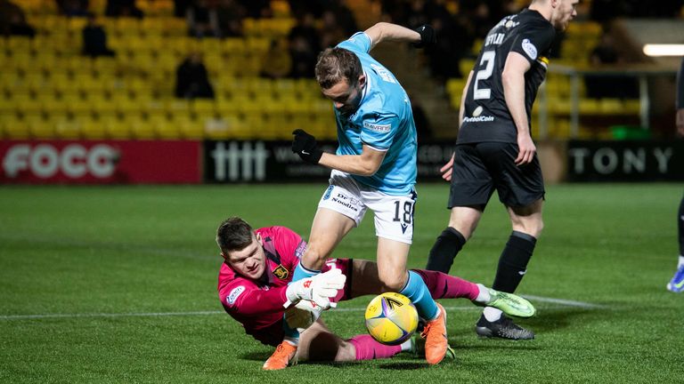 Paul McMullan was denied by Livingston goalkeeper Max Stryjek 