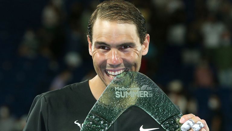 Rafael Nada celebrates winning Melbourne Summer Set 1 (AP)