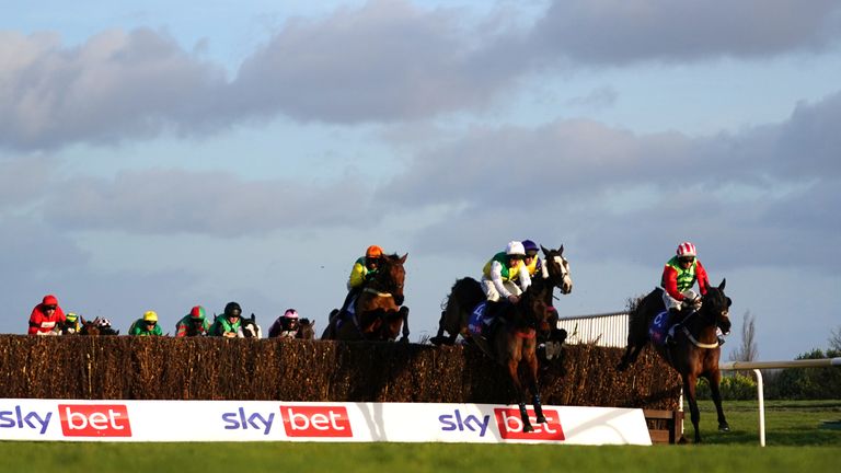 Windsor Avenue leads the Sky Bet Chase field at Doncaster