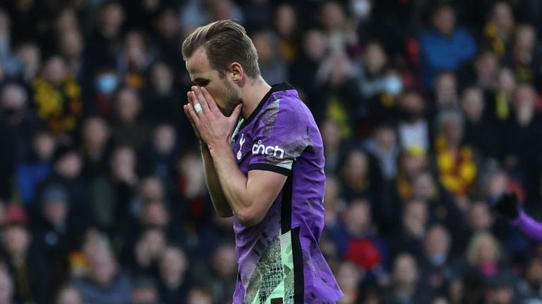 Harry Kane misses a chance for Spurs at Watford