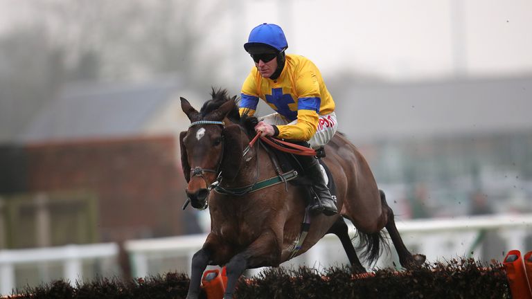 Stag Horn on his way to winning the Grade Two Leamington Novices&#39; Hurdle at Warwick
