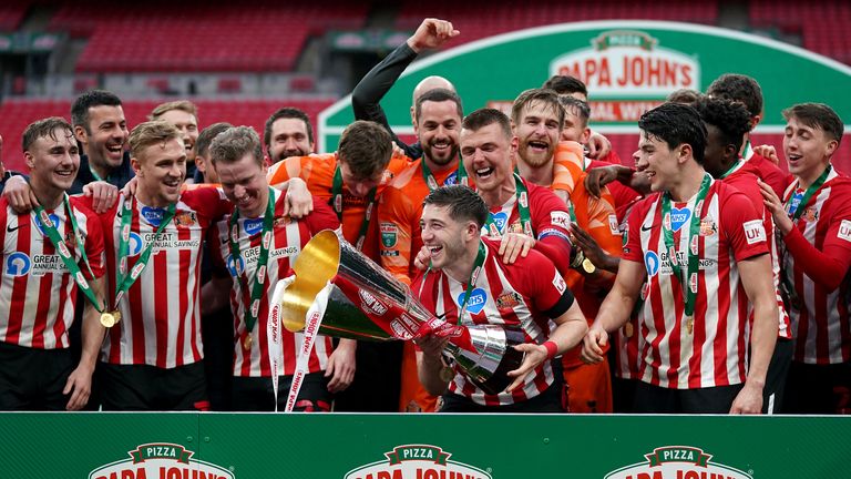 Sunderland won the competition for the first time in their history when they beat Tranmere at Wembley in March 2021