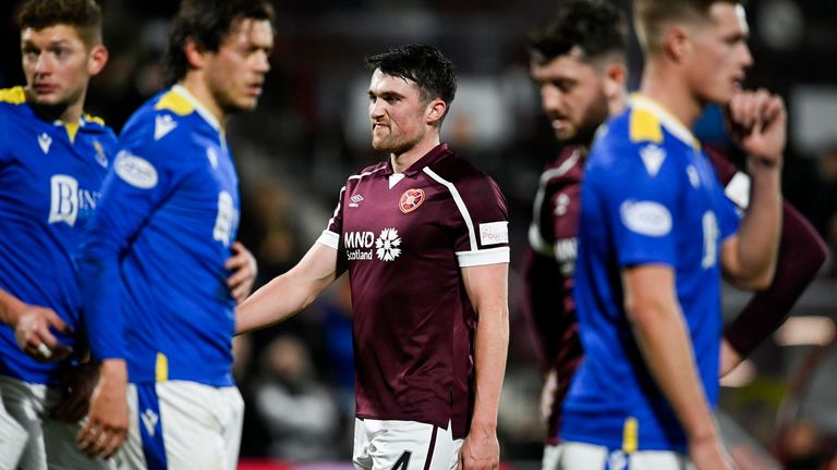 John Souttar takes on St Johnstone at Tynecastle