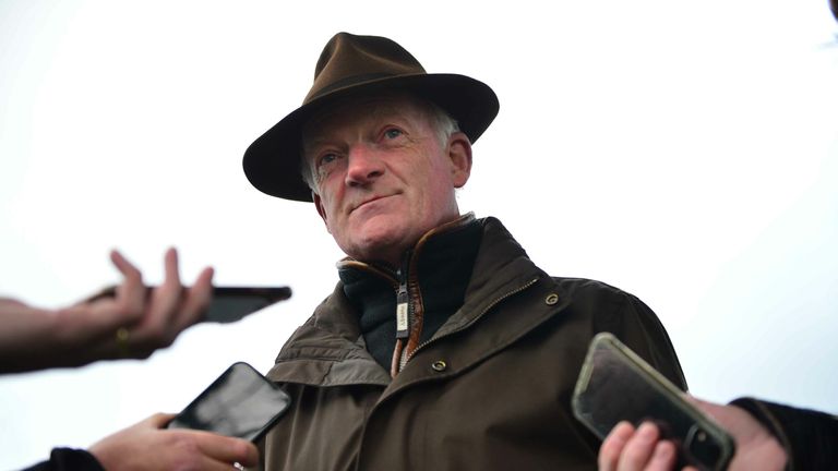 Trainer Willie Mullins faces the media after Allaho's victory at Thurles