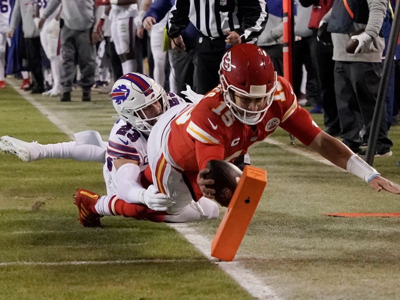 Buffalo Bills defensive tackle Tim Settle (99) during a break in play  against the Kansas City Chiefs the first half of an NFL football game,  Sunday, Oct. 16, 2022 in Kansas City