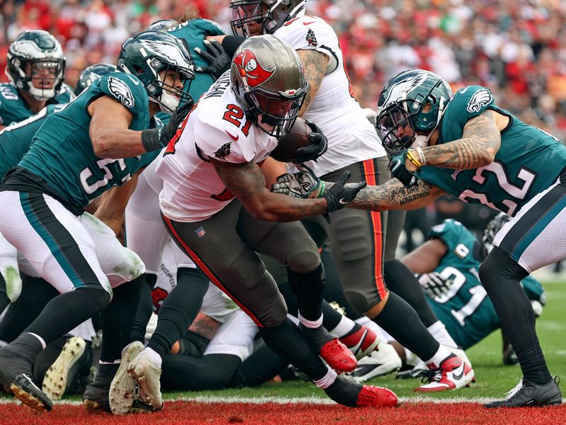 TAMPA, FL - JANUARY 16: Tampa Bay Buccaneers Running Back Giovani Bernard  (25) warms up before the NFL Wild Card game between the Philadelphia Eagles  and the Tampa Bay Buccaneers on January