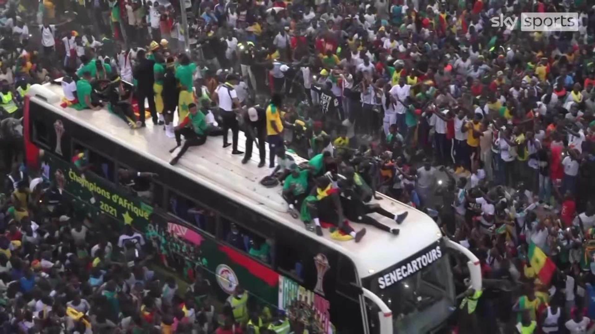 Incredible scenes as Senegal team return home