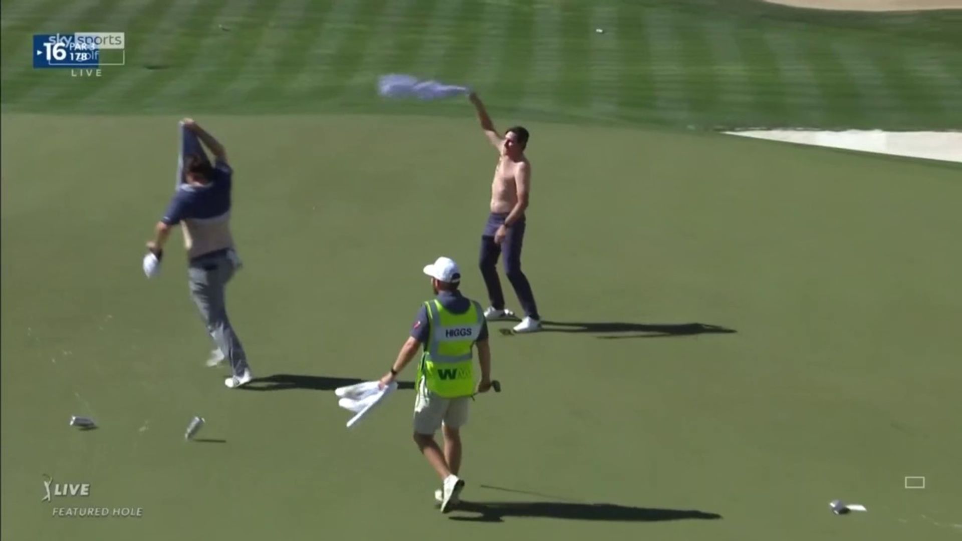 Higgs and Dahmen lead 16th green madness!