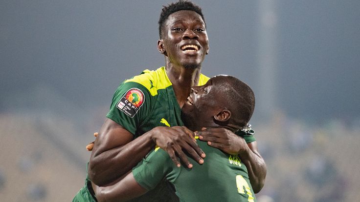 Watford's Ismaila Sarr celebrates scoring Senegal's third goal during the Africa Cup of Nations (CAN) 2021 quarter-final football match between Senegal and Equatorial Guinea at Stade Ahmadou Ahidjo in Yaounde on January 30, 2022.