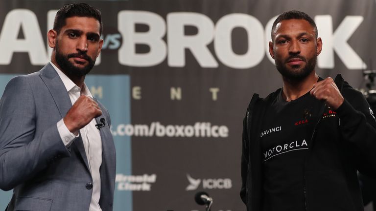 KHAN-BROOK PROMOTION 16-2-22.FINAL PRESS CONFERENCE,.EXCHANGE HALL,.MANCHESTER .PIC LAWRENCE LUSTIG.AMIR KHAN AND KELL BROOK  COME FACE TO FACE BEFORE FIGHTING ON PROMOTER BEN SHALOM...S BOXXER PROMOTION AT THE AO ARENA MANCHESTER ON SATURDAY 19-2-22