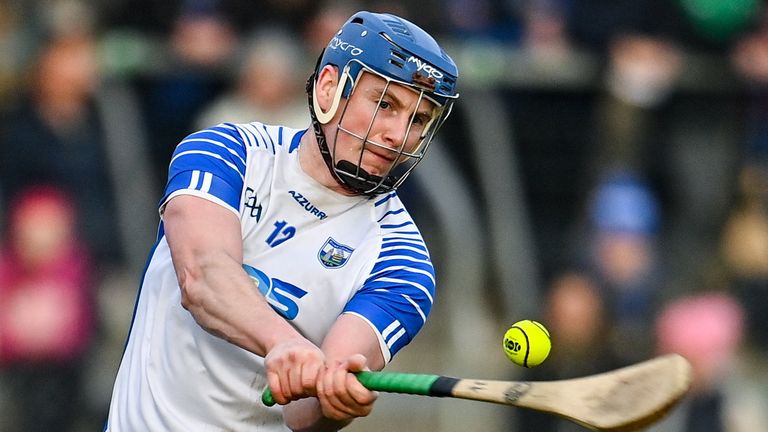 15 January 2022; Austin Gleeson of Waterford shoots to score a point during the 2022 Co-op Superstores Munster Hurling Cup Semi-Final match between Clare and Waterford at Cusack Park in Ennis, Clare. Photo by Sam Barnes/Sportsfile