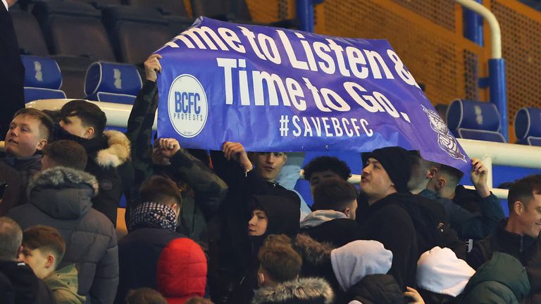 Birmingham City fans protested in front of the club's directors at their last home game