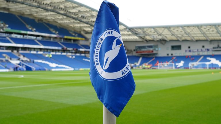 A view of a corner flag before the Premier League match at the AMEX Stadium, Brighton. Picture date: Saturday October 23, 2021.