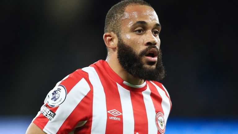 MANCHESTER, ENGLAND - FEBRUARY 09: Bryan Mbeumo of Brentford looks on during the Premier League match between Manchester City and Brentford at Etihad Stadium on February 9, 2022 in Manchester, United Kingdom. (Photo by Simon Stacpoole/Offside/Offside via Getty Images)