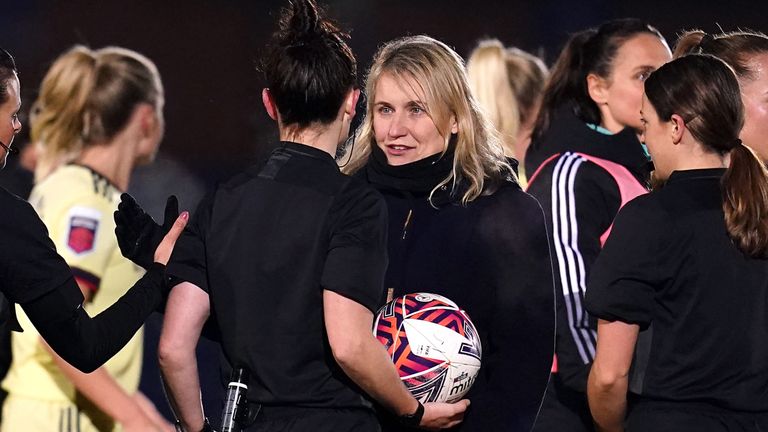 Emma Hayes confronts Rebecca Welch at full time