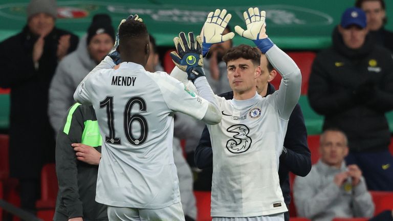 Kepa Arrizabalaga comes on prior to the penalty shootout