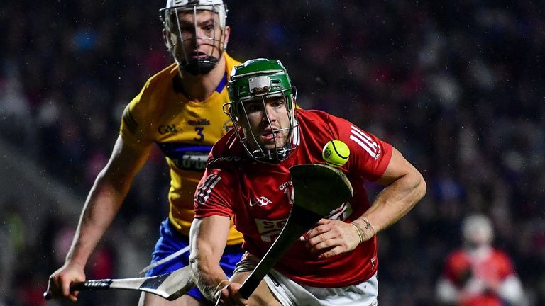 Alan Cadogan of Cork in action against Conor Cleary of Clare