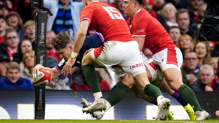 Wales v Scotland - Guinness Six Nations - Principality Stadium
Scotland's Darcy Graham scores the opening try during the Guinness Six Nations match at the Principality Stadium, Cardiff. Picture date: Saturday February 12, 2022.