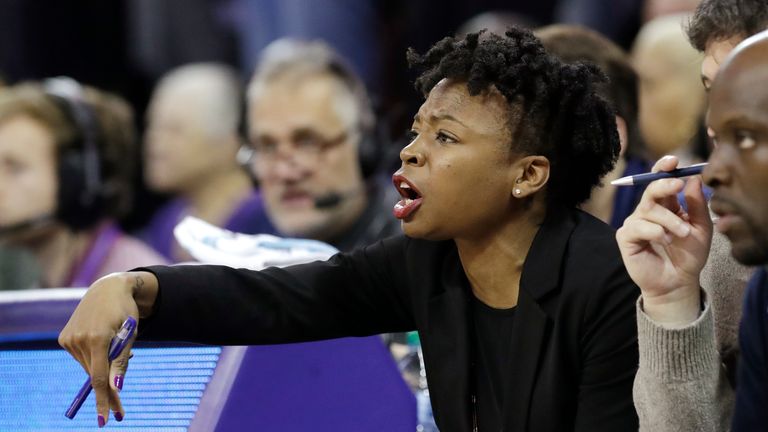Edniesha Curry on the sideline during her time at the University of Maine