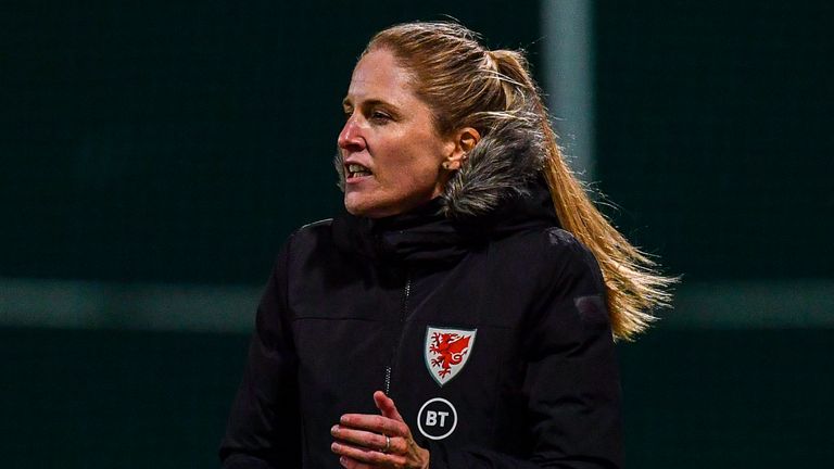 Wales Women Head Coach Gemma Grainger's watched on as Wales Women lost to Republic of Ireland in the third-place play-off at the 2022 Pinatar Cup