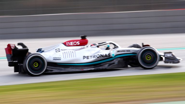 George Russell on day two of testing in Barcelona (AP)