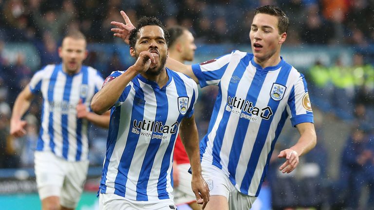 Huddersfield Town's Duane Holmes celebrates scoring against Barnsley