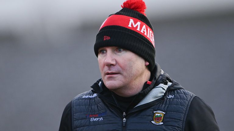 30 January 2022; Mayo manager James Horan during the Allianz Football League Division 1 match between Mayo and Donegal at Markievicz Park in Sligo. Photo by Piaras .. M..dheach/Sportsfile
