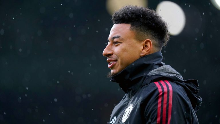 Jesse Lingard warms up at Elland Road