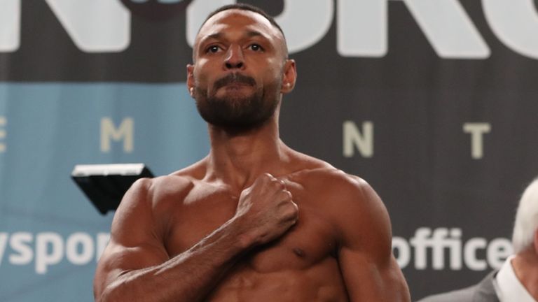 AMIR KHAN v KELL BROOK   18-2-2022.MANCHESTER CONFERENCE CENTRE.PIC LAWRENCE LUSTIG.WEIGH IN.AMIR KHAN v KELL BROOK