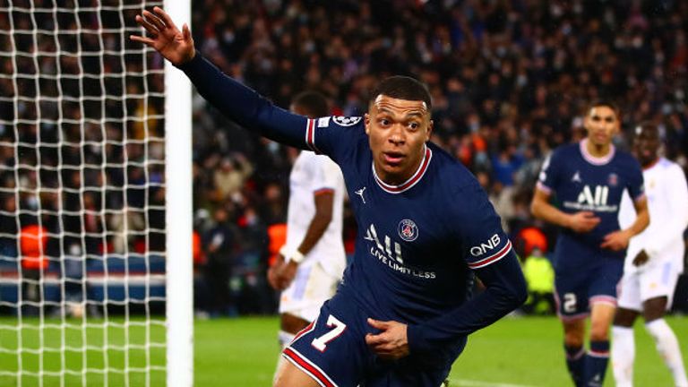 Kylian Mbappe scored PSG's late winner against Real Madrid in their Champions League  last-16 first leg
