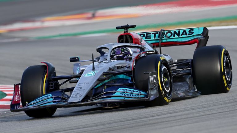 Lewis Hamilton on day one of testing in Barcelona