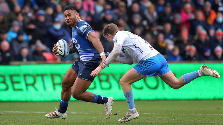Manu Tuilagi in action for Sale Sharks
