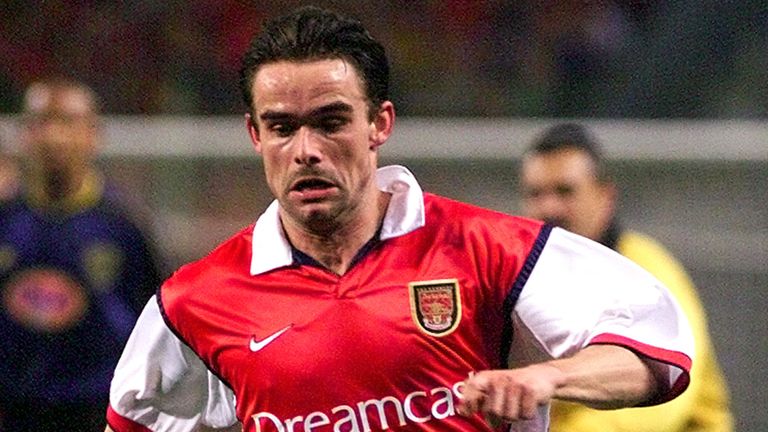 Marc Overmars in action for Arsenal during a 2000 Champions League match