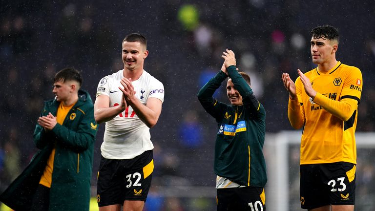 Star man Max Kilman (r) celebrates with the fans