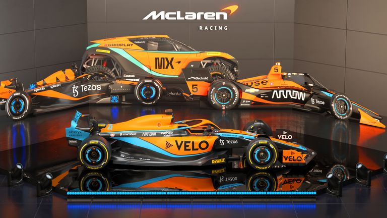 The McLaren team have revealed their new car for the 2022 Formula 1 season, with their MCL36 launch also including IndyCar, Extreme E and Esports unveilings. (Warning: video contains flashing images)