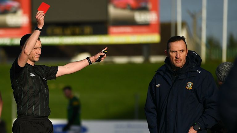 Meath manager Andy McEntee was shown a red card