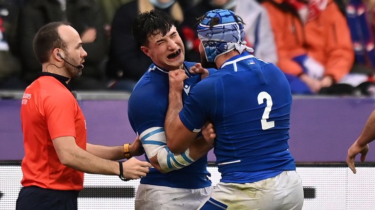 Italy wing Tommaso Menoncello scored on his Test debut, and became the youngest championship try scorer since 1967
