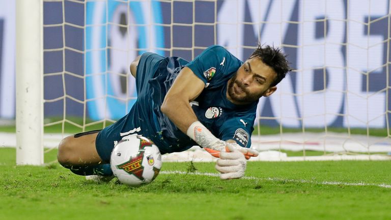 Egypt keeper Mohamed Abou Gabal saves a penalty