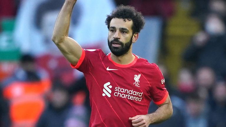 Mohamed Salah celebrates putting Liverpool 2-1 up