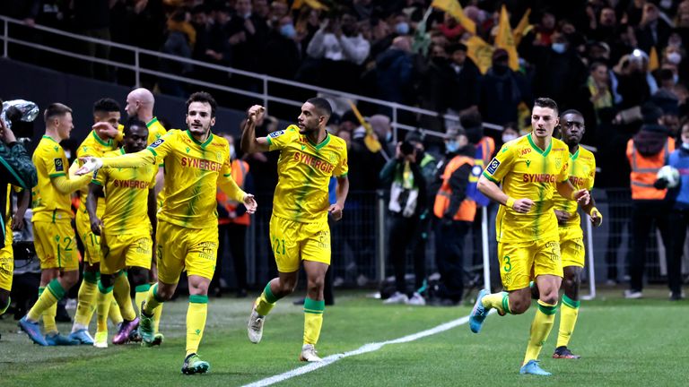 Nantes celebrate after Blas put the game to bed