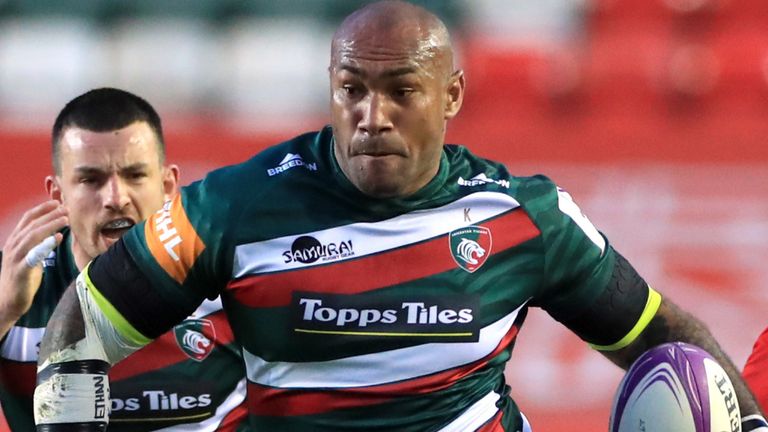 Leicester Tigers' Nemani Nadolo in action during the European Rugby Challenge Cup Semi Final match at Mattioli Woods Welford Road, Leicester. Picture date: Friday April 30, 2021.